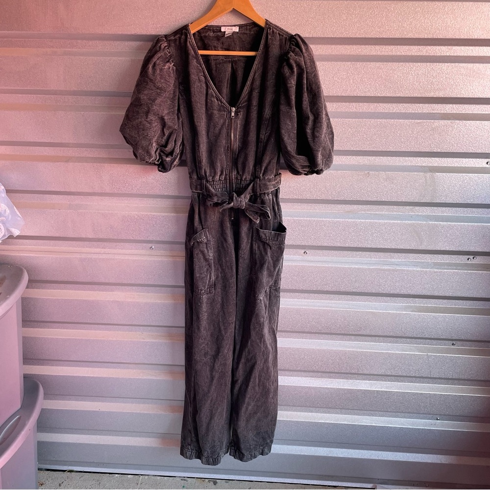 Othilia puff sleeve denim jumpsuit